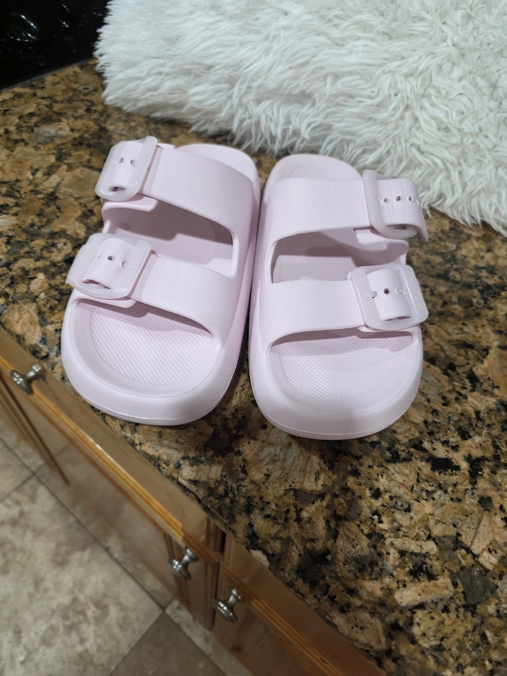 Skechers Light Pink Double-Buckle Slide Sandals